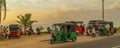 Tuk Tuk at the Turtle Beach in Hikkaduwa during sunset