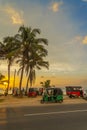 Tuk Tuk at the Turtle Beach in Hikkaduwa during sunset