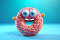 Joyful pink doughnut with toppings. Generative AI