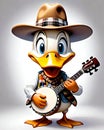 Hilarious duck banjo floppy hat entertainment