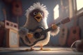 Rockin\' Chicken: A Crazy Hen with a Guitar Playing Rockstar on Stage