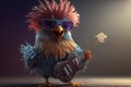 Rockin\' Chicken: A Crazy Hen with a Guitar Playing Rockstar on Stage