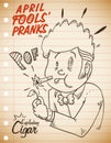 Hilarious Exploding Cigar Prank for April Fools' Day, Vector Illustration