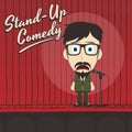 Hilarious guy stand up comedian cartoon Royalty Free Stock Photo