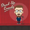 Hilarious guy stand up comedian cartoon Royalty Free Stock Photo