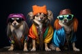 A hilarious scene of a dog dressed up in various costumes, bringing laughter to any occasion. Generative AI