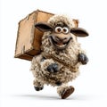 A Hilariously Eccentric Sheep Delivery Driver A Vibrant and Whimsical Image of a Crazy Sheep in a Uniform Royalty Free Stock Photo