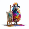 A Hilariously OffKilter Sheep Painter A Vibrant Impressionistic Masterpiece in a Comical Mishap Royalty Free Stock Photo