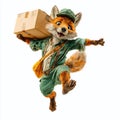A Hilariously Vibrant Fox Delivery Worker A Unique UPS Package Delivery Concept for a Memorable and Engaging Visual Royalty Free Stock Photo