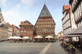 Buildings Bakers Guild Hall and Butchers Guild Hall at historic Market Place in Hildesheim