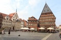 Buildings Roland House, Bakers Guild Hall and Butchers Guild Hall at historic Market Place in Hildesheim