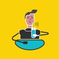 ÃÂ¡hildren manners. Good manners and etiquette. Slurping juice. Table manners. Boy drinks juice with pleasure. Funny flat vector st