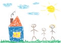 ÃÂ¡hildren`s drawing of family and house