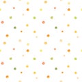 Hildren`s watercolor seamless pattern. Colorful polka dot background. Painting with yellow, red and green circles. Perfect for