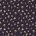 ÃÂ¡hildren`s watercolor seamless pattern. Floral and colorful polka dot background. Design of flowers, leaves, circles and Royalty Free Stock Photo