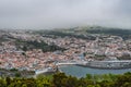 Hill with aerial view for the architecture of Angra do HeroÃ­smo, Terceira - Azores PORTUGAL Royalty Free Stock Photo