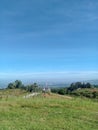 The hill and blue sky on morning sunday