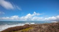 Hill bluff overlooking Pacific coast at Fiscalini Ranch Preserve on the Rugged Central California coastline at Cambria California