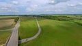 Hill of Crosses near Siauliai, Lithuania. Panoramic overhead aerial view Royalty Free Stock Photo