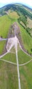 Hill of Crosses near Siauliai, Lithuania. Panoramic overhead aerial view Royalty Free Stock Photo