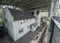 The Hill House in protective box made of steel mesh. House designed in Art Nouveau Modern Style by Charles Rennie Mackintosh. Royalty Free Stock Photo