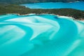 Hill Inlet from the air over Whitsunday Island - swirling white sands and blue green water Royalty Free Stock Photo