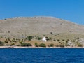 Hill in Kornati island Croatia with church