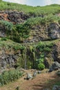 Hill landscape with Achadinha waterfall, SÃ£o Miguel - Azores PORTUGAL Royalty Free Stock Photo