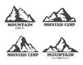 Hill landscape or mountain pick set of icons Royalty Free Stock Photo