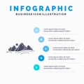 hill, landscape, nature, mountain, sun Infographics Template for Website and Presentation. GLyph Gray icon with Blue infographic Royalty Free Stock Photo