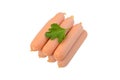 Hill sausages with parsley leaf on isolate Royalty Free Stock Photo