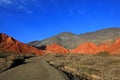 The hill of seven colors, cerro de los siete colores, at Purmamarca, Jujuy, Argentina Royalty Free Stock Photo