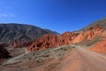 The hill of seven colors, cerro de los siete colores, at Purmamarca, Jujuy, Argentina Royalty Free Stock Photo