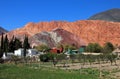 The hill of seven colors, cerro de los siete colores, at Purmamarca, Jujuy, Argentina Royalty Free Stock Photo