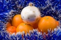 Hill surrounded by tangerine blue garland