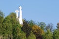 The Hill of Three Crosses in Vilnius seen from Gediminas hill. Royalty Free Stock Photo