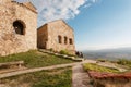 Hill top with people discovering the ancient Christian monastery Nekresi y