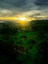 Hill top sunset, Lush green grass Royalty Free Stock Photo