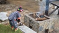 Hill tribe boy make campfire to prevent cold
