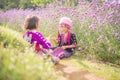 Hill tribe children playing with friend with traditional clothes Royalty Free Stock Photo