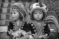 Hill tribe children in traditional clothing at Doi Suthep Royalty Free Stock Photo