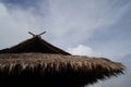 Hill tribe house roof Made of grass and wood In Thailand Royalty Free Stock Photo