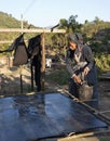 Hill Tribe Woman making Bamboo Paper