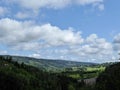 Hill view with train bridge in Belgium. Ardennen landscape.