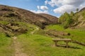 Hill Walkin g on the Pennine Way and Pule Hill above Marsden in the Southern Pennines Royalty Free Stock Photo