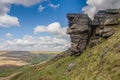 Hill Walkin g on the Pennine Way and Pule Hill above Marsden in the Southern Pennines Royalty Free Stock Photo