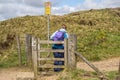 Hill Walkin g on the Pennine Way and Pule Hill above Marsden in the Southern Pennines Royalty Free Stock Photo