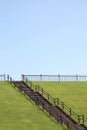 Hill with wooden stairs Royalty Free Stock Photo