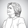 Hillary Clinton Portrait Drawing. Vector Illustration. November 17, 2017