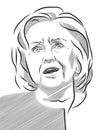 Hillary Clinton Portrait Vector Outline Illustration